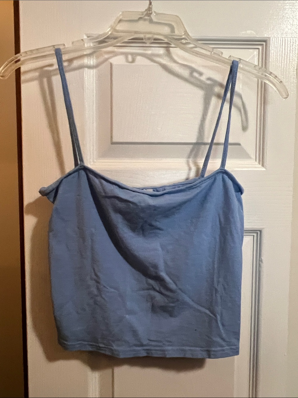Divided Light Blue Spaghetti Strap Crop Camisole